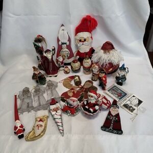 VINTAGE LOT OF 25 Santa CLAUS Christmas Ornaments / Small Figures SEE PICTURES